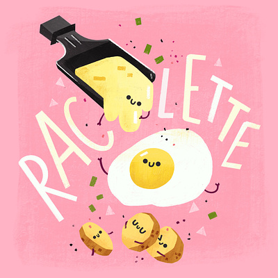 Raclette childrensbookillustration food food illustration fried egg fried eggs helen bucher illustration potatoes raclette swiss