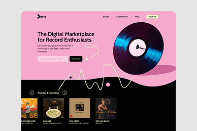 Discos - Online Record Store Design Concept branding design erykah badu landing page landing page design tyler the creator typography ui ui design ux webdesign website design
