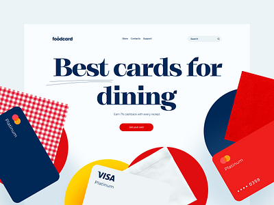 Fintech product page. Foodcard. 🍣 credit card fintech header design landing page main page product page website design