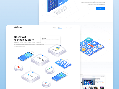 tech page branding design development illustration minimal technology typography vector web