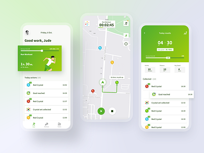 Interactive Walking App active app clean design fitness app flat geolocation gps ios minimal mobile sport ui ux workout