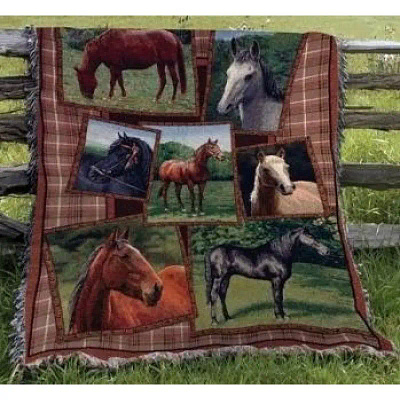 HORSING AROUND AFGHAN THROW branding home decor tapestry wall art