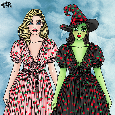 Wicked Strawberries candy doll club elphaba fashion illustration fashion illustrator glinda wicked wizard of oz