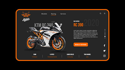 KTM RC 390 Landing Page animation app bikes branding clean design clean ui customization design e commerce graphic design landing page landing page design logo minimal motion design product design rc 390 ux web website