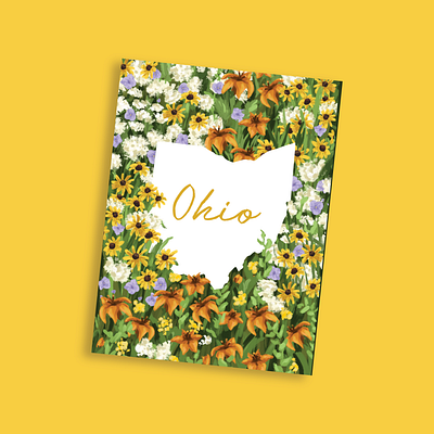Ohio Wildflowers Illustration digital illustration drawing flower flowers illustration illustrations ohio ohio flowers ohio shaped ohio state plants poster posters procreate shape shape of ohio state state of ohio wall art wildflowers