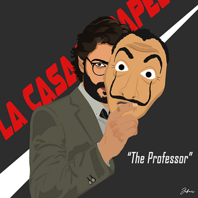 "The Professor" design illustration minimal money heist portrait illustration professor vector illustration