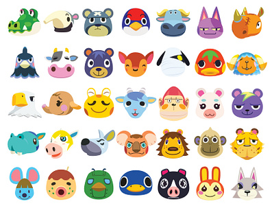 Animal Crossing Villager Set acnh adobe illustrator animal crossing animal crossing new horizons cute flat design illustration set vector vector art vector illustration villagers