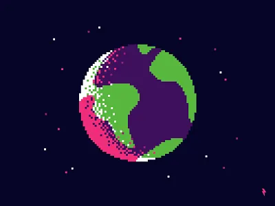 Sunrise 80s 80s style 8bit console earth flat galaxy graphic design illustration linework moon nintendo outer space planet earth rise of earth stars sunrise vector vintage vivid