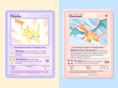 Pokemon Cards - Cute Edition adobe illustrator charizard cute design flat design illustration kawaii pastel pikachu pokemon pokemon cards vector vector art vector illustration