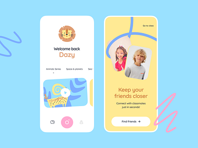 Educational App for Children app children course cuberto education friends graphics icons illustration ios kids lesson mobile ui ux video