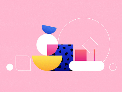 Still life composition blue colors composition concept design flat geometry illustration pink shapes still life texture vector