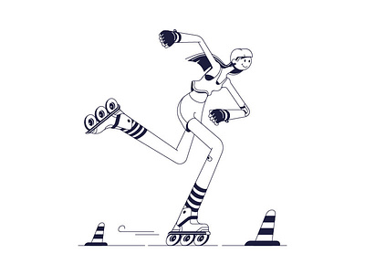 Summer vibes 2d character character design character illustration coffee design flat illustration line rollerblades rollerskates skater vector