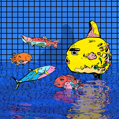MOLA MOLA Sunfish fish fishing garibaldi illustration mola mola pool poolparty rockfish salmon sunfish tuna