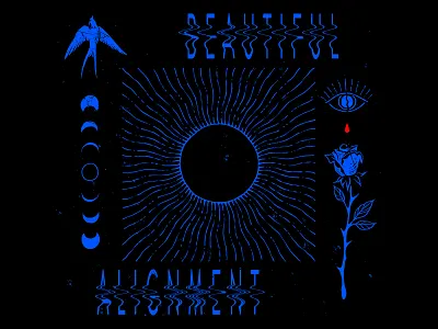 Beautiful Alignment bandana eclipse flash tattoo freedom icons illustration lettering love space time