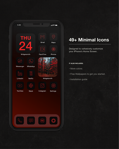Modern iOS 14 Icons | Bright Red icons ios ios14