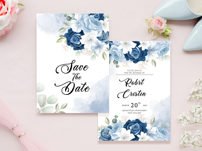 Wedding Invitation Card floral design design wedding wedding design wedding invitation wedding invitation blue wedding invitation elegant wedding invitation leaves wedding invitations wedding invites weddings