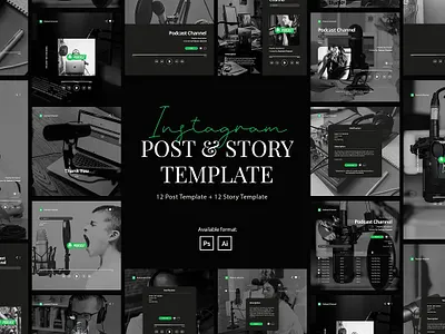 Podcast Instagram Post and Story Template blog blogger elegant instagram instagram banner instagram post instagram posts instagram stories instagram story template instagram template instagram templates minimal modern post posts social media social media pack social media template template templates