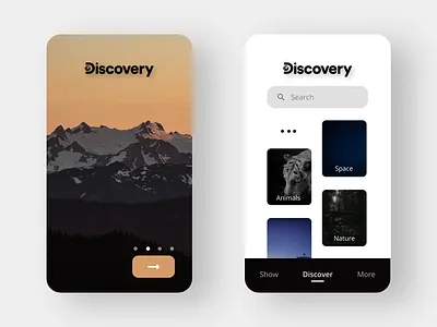 Discovery App Concept Design animals app design branding design discovery discovery channel mobile mobile app mobile app design mobile design mobile ui nature science space ui uiux ux uxui