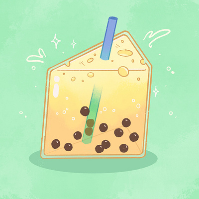 Cheese Foam Boba Tea boba tea cheese concept art cute art design drink foam food and drink food illustration illustration procreate