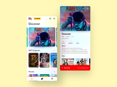 Streaming app app art design disney dribbble illustration ios iphone movie netflix prakashgd red ui uiux userinterface yellow