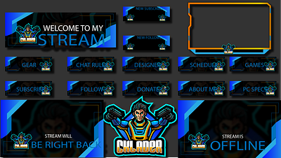 Blue and black 42 animation illustration logo twitch