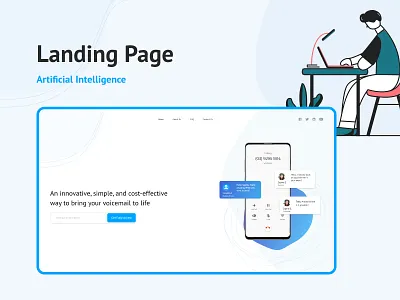Landing page_ai ai artificial intelligence clean design home page illustration art landing page minimal online booking technology virtual assistant web design