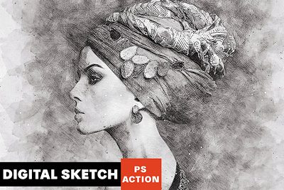 Digital Sketch Photoshop Action addons art artistic design digital digital art filter hand drawn painting photoshop photoshop action photoshop art preset sketch