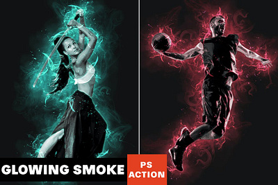 Glowing Smoke Photoshop Action colorful cover design fire flames flyer glow glowing graphic design photo photo effect photoshop photoshop action photoshop brush poster smoke sports