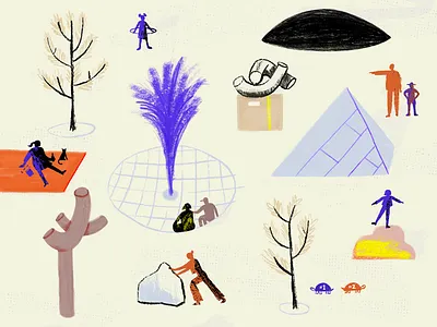 Sculpture Park abstract art character drawing editorial editorial design illustration magazine painting people playground sculpture texture