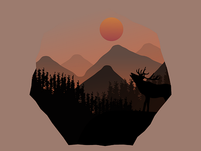 Nature call 100daysofillustration adobe illustrator eggy flat flatdesign flatillustration forest illustration life mountain nature sunrise sunset vector