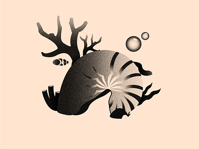 Vectober 20 - Coral 2d black color colors coral coral reef corals design fish flat grey greyscale illustration illustrator inktober sea texture vectober water white