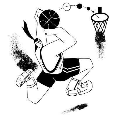 Throw basketball blackandwhite character design flat flat illustration icon illustration illustrator minimal sport vector