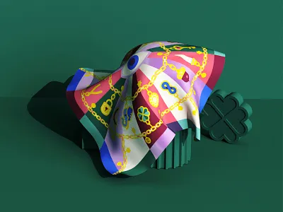 🍀 Clover lover charms colorful geometric geometry good luck illustration lucky charms minimal silk silk scarf silk scarves textile textile design textile illustration vector