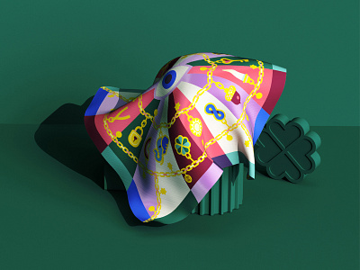 🍀 Clover lover charms colorful geometric geometry good luck illustration lucky charms minimal silk silk scarf silk scarves textile textile design textile illustration vector