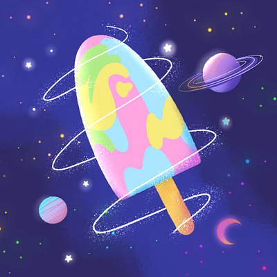 Rainbow Paddle Pop concept art cute art design food illustration galaxy illustration rainbow space