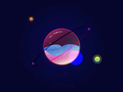 Lantern Saturn adobe design illustration saturn sea space star yıldız