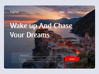 TripFest branding illustration ipadpro landing design landing page landing page concept landing page ui logo design tourist traveller travello tripfest