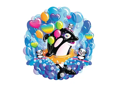 San Diego Addy Awards - Orca free willy illustration kawaii orca rainbow san diego