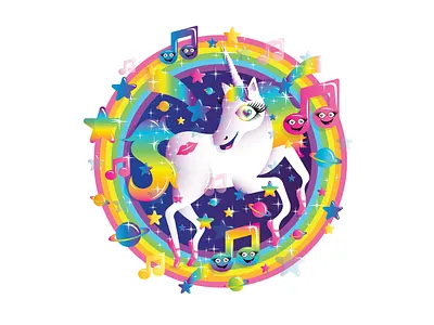 San Diego Addy Awards - Unicorn illustration kawaii music rainbow space unicorn