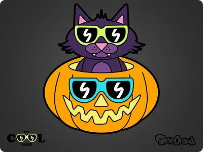 TRY TO HAVE A HAPPY & SAFE HALLOWEEN! art black cat cartoon cartoon character collection cool cat cool ones creative denver design halloween illustration original character pumpkin series the cool ones