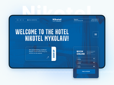 Hotel Website Homepage blue booking hero image homepage hotel interface modern ui uidesign webdesign website website design