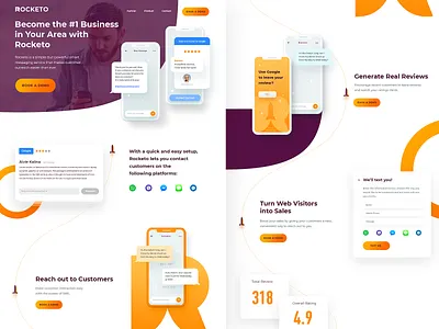 Rocketo home page branding clean design illustration logo services simple solution ui user experience ux web design