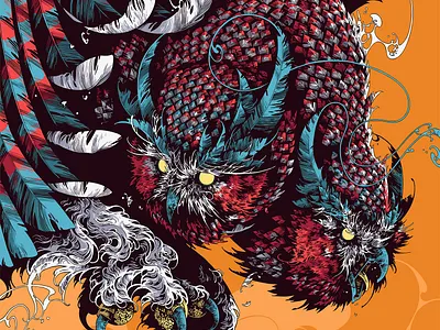 Great Tiger Owl art beast bird creature digital art digital ink drawing feathers further up graphic illustration ipadpro ivan belikov owl procreate tiger owl