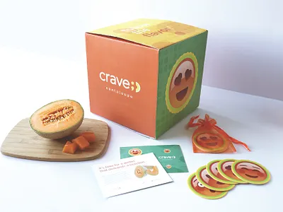 Crave Canteloupe - Product Launch Kit agriculture art direction brand canteloupe copywriting emojis illustration logo