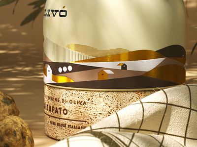 Olivò - Truffle Oil Details No. 2 3d 3d art 3d modeling behance brand identity branding cinema4d cinema4dart design details foil foodpackaging illustration italy label octanerender packaging packaging design rendering tuscany