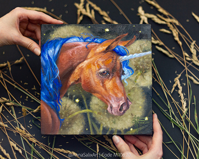 Dandelion Unicorn original oil painting animal art animal illustration animal portrait creature design creaturedesign fantasy art fantasy illustration fantasyart horse illustration illustration art miniature oil oil on canvas oil paint oil painting painting traditional art unicorn unicorns