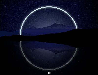 Ararat night | Արարատ ararat armenian design masis mountain night sky sky star vector vector illustration vectorart հայաստան