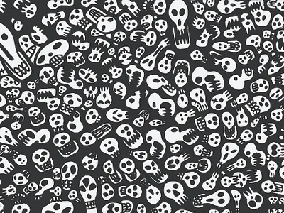 Spooky Skulls Doodle 2d background black doodle face face mask funny halloween head icon illustration iphone pattern scary skeleton skull spooky teeth tote white