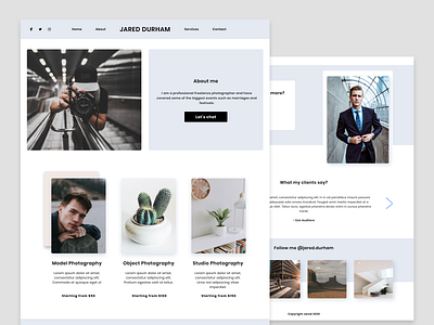 Photographer Website clean design flat product ui user experience ux uxd visual web