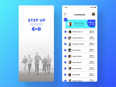 Leaderboard for a Mile Tracking App design fitness leaderboard product design scoreboard tracker ui ux